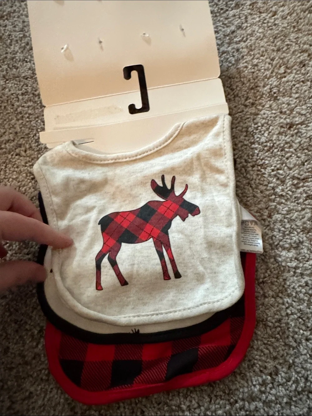 Baby Sock Shoe Set with Red and Black Plaid Bibs